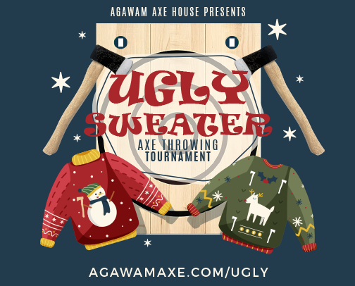 4th Annual 2022 Ugly Sweater Tournament - Agawam Axe House - Axe Throwing Tournament, axe throwing