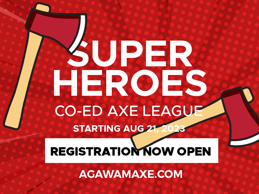 Title Image - Super Heroes League at the Agawam Axe House - Axe Throwing Leagues - IATF Leagues - Axe Throwing - Co-Ed League - sports - IATF Premier League