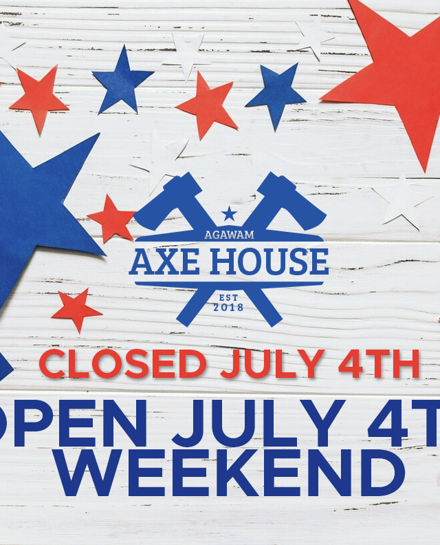 Agawam Axe House open July 4th Weekend. Axe Throwing. Smash Rooms. Rage Rooms