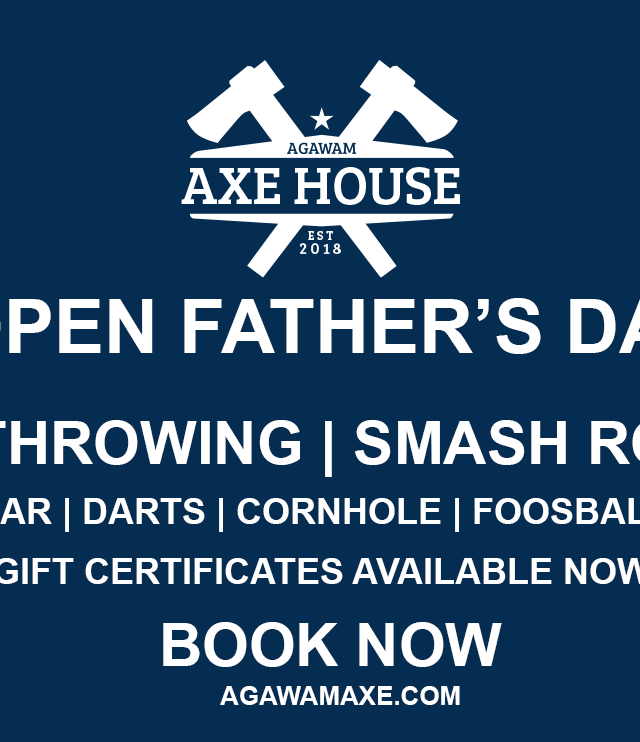 Agawam Axe House is open fathers day with rage rooms, axe throwing, darts, sports and more!