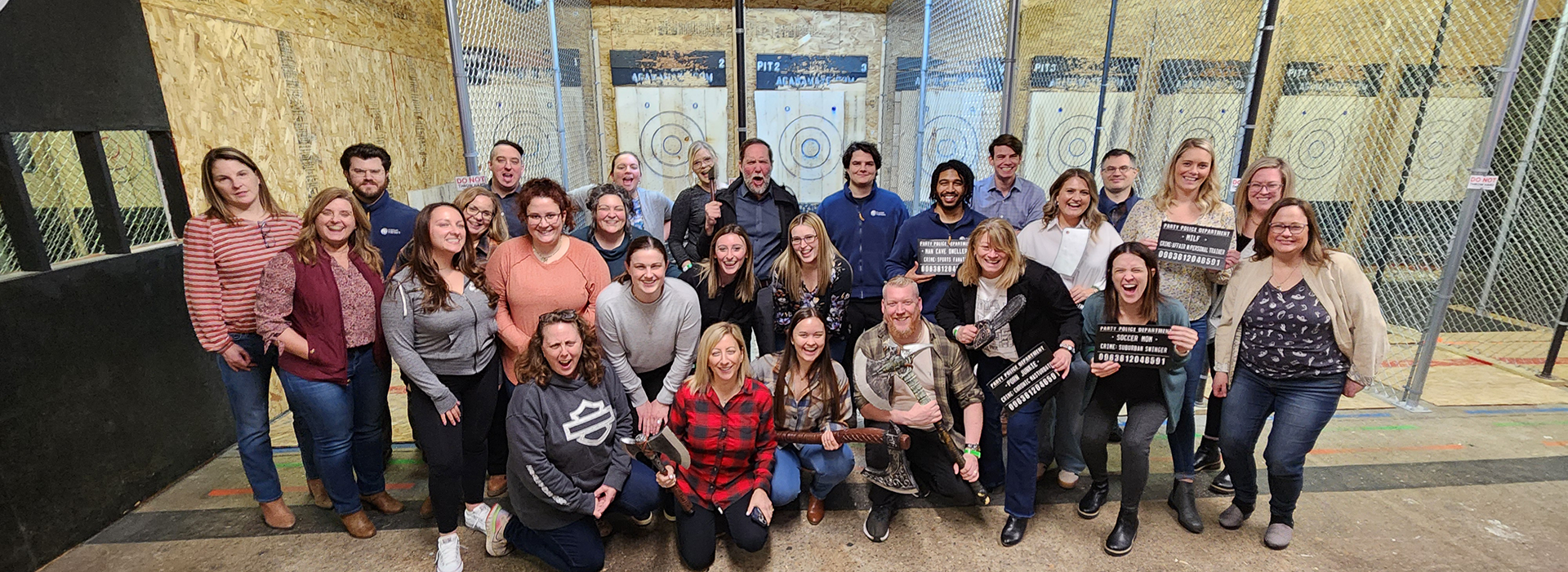 Agawam Axe House - Corporate Events - photo of group of axe throwers