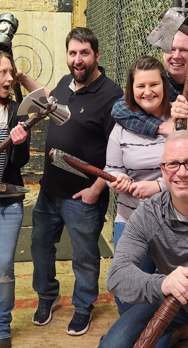 Axe throwers at the Agawam Axe House