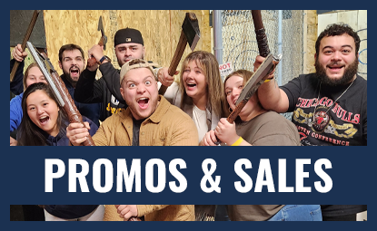 Axe Throwing Promotions and Sales at the Agawam Axe House - an axe throwing bar located in Agawam MA