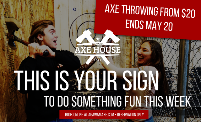Agawam Axe House $20 Axe Throwing summer sale promotion through May 20 2026
